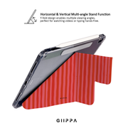 GIIPPA YARA FOLD Detachable Magnetic iPad Case Patterned Moments Wine Tender Romantic Blush Red Vertical Stripe Dual Pull Buckle Split Protective Cover For All iPad Sizes