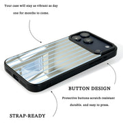 GIIPPA Patterned Moments Midnight Whisper Pale Light Blue Thin Vertical Stripe Mirror TPU Shockproof Phone Case Large Lens Frame Cover For iPhone Full Series