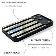 GIIPPA Patterned Moments Midnight Whisper Wide Black Vertical Stripe Mirror TPU Phone Case Anti-Drop Big Camera Frame Cover For All iPhone 11 To 17 Series