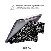 GIIPPA Magnetic Double Buckle iPad Case, Black White Irregular Dot Pattern Folio Cover, Shockproof Protective Case For All iPad Models