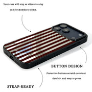 GIIPPA Patterned Moments Midnight Whisper Burgundy Red Wide Vertical Stripe Mirror TPU Shockproof Phone Case Large Lens Frame Cover For iPhone Full Series