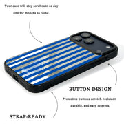 GIIPPA Patterned Moments Midnight Whisper Bright Blue Wide Vertical Stripe Mirror TPU Shockproof Phone Case Large Lens Frame Cover For iPhone Full Series