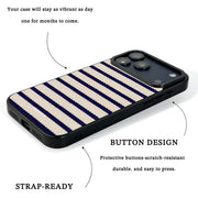 GIIPPA Patterned Moments Midnight Whisper Navy Cream Knit Horizontal Stripe Mirror TPU Shockproof Phone Case Large Lens Frame Cover For iPhone Full Series