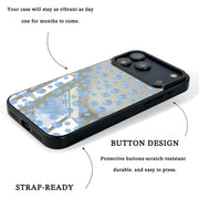 GIIPPA Patterned Moments Midnight Whisper Fresh Light Blue Watercolor Hand-Drawn Irregular Polka Dot Mirror TPU Shockproof Phone Case Large Camera Frame For iPhone 11–17 All Models