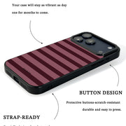 GIIPPA Matte Dusty Rose Burgundy Flat Horizontal Stripes Shockproof Phone Case For iPhone 11/11 Pro/11 Pro Max/12 Pro Max/13 Pro/13 Pro Max/14 Plus/14 Pro/14 Pro Max/15/15 Plus/15 Pro/15 Pro Max/16/16 Plus/16 Pro/16 Pro Max/16E/17/17 Air/17 Pro/17 Pro Max