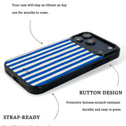 GIIPPA Retro Matte Blue Cream Thick Vertical Striped Protective Case For iPhone 11 12 13 14 15 16 17 Series Pro Max Plus 16E Air