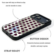 GIIPPA Patterned Moments Midnight Whisper Deep Plum Uniform Large Polka Dot Mirror TPU Shockproof Phone Case Large Lens Frame Protective Cover For iPhone Full Series