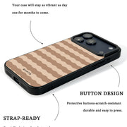 GIIPPA Retro Matte Coffee Cream Wavy Striped Protective Case For iPhone 11 12 13 14 15 16 17 Series Pro Max Plus 16E Air