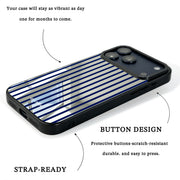 GIIPPA Patterned Moments Midnight Whisper Navy Blue Thin Vertical Stripe Mirror TPU Shockproof Phone Case Large Lens Frame Cover For iPhone Full Series