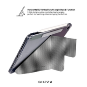 GIIPPA YARA FOLD Detachable Magnetic iPad Case Patterned Moments Knit Cozy Minimal Black White Fine Knit Vertical Stripe Dual Pull Buckle Split Magnetic Protective Shell For All iPad Sizes