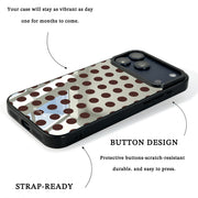GIIPPA Patterned Moments Midnight Whisper Retro Dark Brown Big Polka Dot Mirror TPU Shockproof Phone Case For iPhone 11 12 13 14 15 16 17 Series 16E 17 Air Pro Max All Models