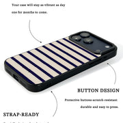 GIIPPA Matte Navy Cream Wavy Horizontal Stripes Shockproof Phone Case For iPhone 11/11 Pro/11 Pro Max/12 Pro Max/13 Pro/13 Pro Max/14 Plus/14 Pro/14 Pro Max/15/15 Plus/15 Pro/15 Pro Max/16/16 Plus/16 Pro/16 Pro Max/16E/17/17 Air/17 Pro/17 Pro Max