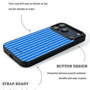 GIIPPA Trendy Matte Two-Tone Blue Thin Vertical Striped Protective Case For iPhone 11 12 13 14 15 16 17 Series Pro Max Plus 16E Air