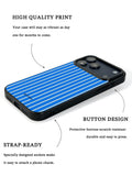 GIIPPA Trendy Matte Two-Tone Blue Thin Vertical Striped Protective Case For iPhone 11 12 13 14 15 16 17 Series Pro Max Plus 16E Air