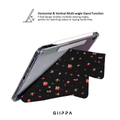 GIIPPA YARA FOLD Detachable Magnetic iPad Case Patterned Moments Petal Soft Dark Base Cute Strawberry Tiny Rose Floral Print Dual Pull Buckle Split Protective Case For All iPad Models