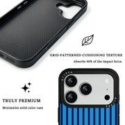 GIIPPA Matte Klein Blue Navy Thin Vertical Stripes Shockproof Phone Case For iPhone 11/11 Pro/11 Pro Max/12 Pro Max/13 Pro/13 Pro Max/14 Plus/14 Pro/14 Pro Max/15/15 Plus/15 Pro/15 Pro Max/16/16 Plus/16 Pro/16 Pro Max/16E/17/17 Air/17 Pro/17 Pro Max
