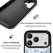 GIIPPA Patterned Moments Midnight Whisper Fresh Light Blue Watercolor Hand-Drawn Irregular Polka Dot Mirror TPU Shockproof Phone Case Large Camera Frame For iPhone 11–17 All Models