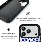 GIIPPA Patterned Moments Midnight Whisper Bright Blue Hand Drawn Irregular Dot Mirror TPU Shockproof Phone Case Large Lens Cover For iPhone 11 12 13 14 15 16 17 All Series 16E 17 Air