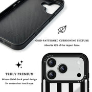 GIIPPA Patterned Moments Midnight Whisper Wide Black Vertical Stripe Mirror TPU Phone Case Anti-Drop Big Camera Frame Cover For All iPhone 11 To 17 Series