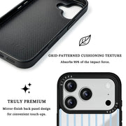 GIIPPA Patterned Moments Midnight Whisper Pale Light Blue Thin Vertical Stripe Mirror TPU Shockproof Phone Case Large Lens Frame Cover For iPhone Full Series