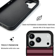 GIIPPA Matte Dusty Rose Burgundy Flat Horizontal Stripes Shockproof Phone Case For iPhone 11/11 Pro/11 Pro Max/12 Pro Max/13 Pro/13 Pro Max/14 Plus/14 Pro/14 Pro Max/15/15 Plus/15 Pro/15 Pro Max/16/16 Plus/16 Pro/16 Pro Max/16E/17/17 Air/17 Pro/17 Pro Max