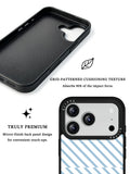 GIIPPA Patterned Moments Midnight Whisper Soft Pastel Light Blue Diagonal Thin Stripe Mirror TPU Shockproof Phone Case Large Camera Frame For iPhone 11–17 All Models