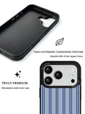 GIIPPA Matte Dusty Blue Navy White Thin Vertical Stripes Shockproof Phone Case For iPhone 11/11 Pro/11 Pro Max/12 Pro Max/13 Pro/13 Pro Max/14 Plus/14 Pro/14 Pro Max/15/15 Plus/15 Pro/15 Pro Max/16/16 Plus/16 Pro/16 Pro Max/16E/17/17 Air/17 Pro/17 Pro Max