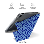 GIIPPA YARA FOLD Detachable Magnetic iPad Case Patterned Moments Blue Cheer Soft Pale Navy Irregular Polka Dot Dual Buckle Split Protective Shell For All iPad Generations