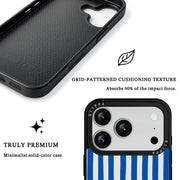 GIIPPA Retro Matte Blue Cream Thick Vertical Striped Protective Case For iPhone 11 12 13 14 15 16 17 Series Pro Max Plus 16E Air