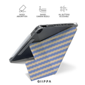 GIIPPA YARA FOLD Detachable Magnetic iPad Case Patterned Moments Pastel Bliss Muted Lavender Beige Dual Pastel Wavy Horizontal Stripe Dual Buckle Split Magnetic Dreamy Gentle Protective Cover For All iPad Generations