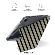 GIIPPA YARA FOLD Detachable Magnetic iPad Case Patterned Moments Urban Calm Modern Khaki Thick Black Vertical Stripe Dual Pull Buckle Split Magnetic Business Protective Shell For All iPad Sizes