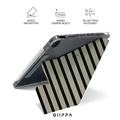 GIIPPA YARA FOLD Detachable Magnetic iPad Case Patterned Moments Urban Calm Modern Khaki Thick Black Vertical Stripe Dual Pull Buckle Split Magnetic Business Protective Shell For All iPad Sizes