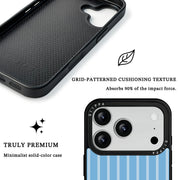 GIIPPA Matte Baby Blue Pale White Thin Vertical Stripes Shockproof Phone Case For iPhone 11/11 Pro/11 Pro Max/12 Pro Max/13 Pro/13 Pro Max/14 Plus/14 Pro/14 Pro Max/15/15 Plus/15 Pro/15 Pro Max/16/16 Plus/16 Pro/16 Pro Max/16E/17/17 Air/17 Pro/17 Pro Max