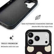 GIIPPA Matte Black Base Cream Big Polka Dot Shockproof Phone Case For iPhone 11/11 Pro/11 Pro Max/12 Pro Max/13 Pro/13 Pro Max/14 Plus/14 Pro/14 Pro Max/15/15 Plus/15 Pro/15 Pro Max/16/16 Plus/16 Pro/16 Pro Max/16E/17/17 Air/17 Pro/17 Pro Max