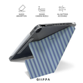 GIIPPA YARA FOLD Detachable Magnetic iPad Case Patterned Moments Lavender Slow Muted Haze Blue Double Thin Vertical Stripe Dual Buckle Split Magnetic Gentle Protective Cover For All iPad Mini Air Pro