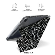GIIPPA Magnetic Double Buckle iPad Case, Black White Irregular Dot Pattern Folio Cover, Shockproof Protective Case For All iPad Models