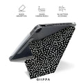 GIIPPA Magnetic Double Buckle iPad Case, Black White Irregular Dot Pattern Folio Cover, Shockproof Protective Case For All iPad Models
