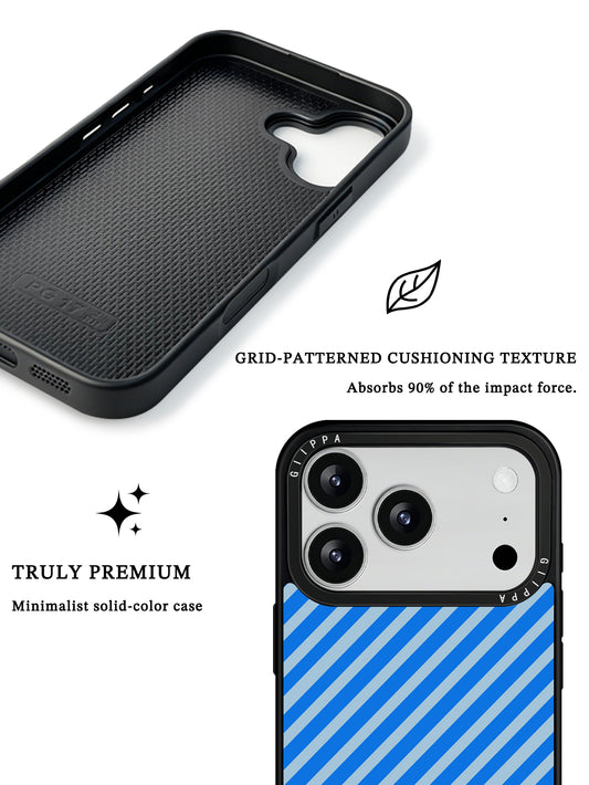 GIIPPA Matte Klein Blue Light Blue Thin Diagonal Stripes Shockproof Phone Case For iPhone 11/11 Pro/11 Pro Max/12 Pro Max/13 Pro/13 Pro Max/14 Plus/14 Pro/14 Pro Max/15/15 Plus/15 Pro/15 Pro Max/16/16 Plus/16 Pro/16 Pro Max/16E/17/17 Air/17 Pro/17 Pro Max