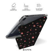 GIIPPA YARA FOLD Detachable Magnetic iPad Case Patterned Moments Petal Soft Dark Base Cute Strawberry Tiny Rose Floral Print Dual Pull Buckle Split Protective Case For All iPad Models