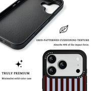 GIIPPA Matte Dark Brown Dusty Blue Wide Vertical Stripes Shockproof Phone Case For iPhone 11/11 Pro/11 Pro Max/12 Pro Max/13 Pro/13 Pro Max/14 Plus/14 Pro/14 Pro Max/15/15 Plus/15 Pro/15 Pro Max/16/16 Plus/16 Pro/16 Pro Max/16E/17/17 Air/17 Pro/17 Pro Max