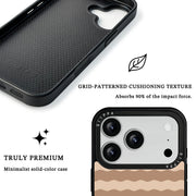GIIPPA Retro Matte Coffee Cream Wavy Striped Protective Case For iPhone 11 12 13 14 15 16 17 Series Pro Max Plus 16E Air
