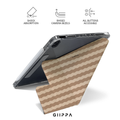 GIIPPA YARA FOLD Detachable Magnetic iPad Case Patterned Moments Misty Peace Dual Beige Brown Earth Tone Wavy Horizontal Stripe Dual Pull Buckle Split Magnetic Cozy Protective Case For All iPad Models