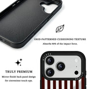 GIIPPA Patterned Moments Midnight Whisper Burgundy Red Wide Vertical Stripe Mirror TPU Shockproof Phone Case Large Lens Frame Cover For iPhone Full Series
