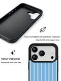 GIIPPA Minimalist Matte Monochrome Light Blue Vertical Striped Protective Case For iPhone 11 12 13 14 15 16 17 Series Pro Max Plus 16E Air