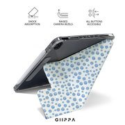GIIPPA YARA FOLD Detachable Magnetic iPad Case Patterned Moments Sky Dream White Base Watercolor Irregular Mixed Size Light Blue Polka Dot Dual Pull Buckle Split Magnetic Pastel Protective Shell For All iPad Sizes