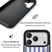 GIIPPA Patterned Moments Midnight Whisper Blue Beige Double Thin Vertical Stripe Mirror TPU Shockproof Phone Case Large Lens Protective Shell For iPhone Full Series