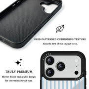 GIIPPA Patterned Moments Midnight Whisper Sky Blue Slim Thin Vertical Stripe Mirror TPU Shockproof Phone Case Large Lens Frame Cover For iPhone Full Series