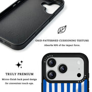 GIIPPA Patterned Moments Midnight Whisper Bright Blue Wide Vertical Stripe Mirror TPU Shockproof Phone Case Large Lens Frame Cover For iPhone Full Series