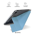 GIIPPA YARA FOLD Detachable Magnetic iPad Case Patterned Moments Mocha Soul Ash Grey Rich Mocha Coffee Brown Thick Vertical Stripe Dual Pull Buckle Split Magnetic Retro Coffee Shop Protective Shell For All iPad Sizes