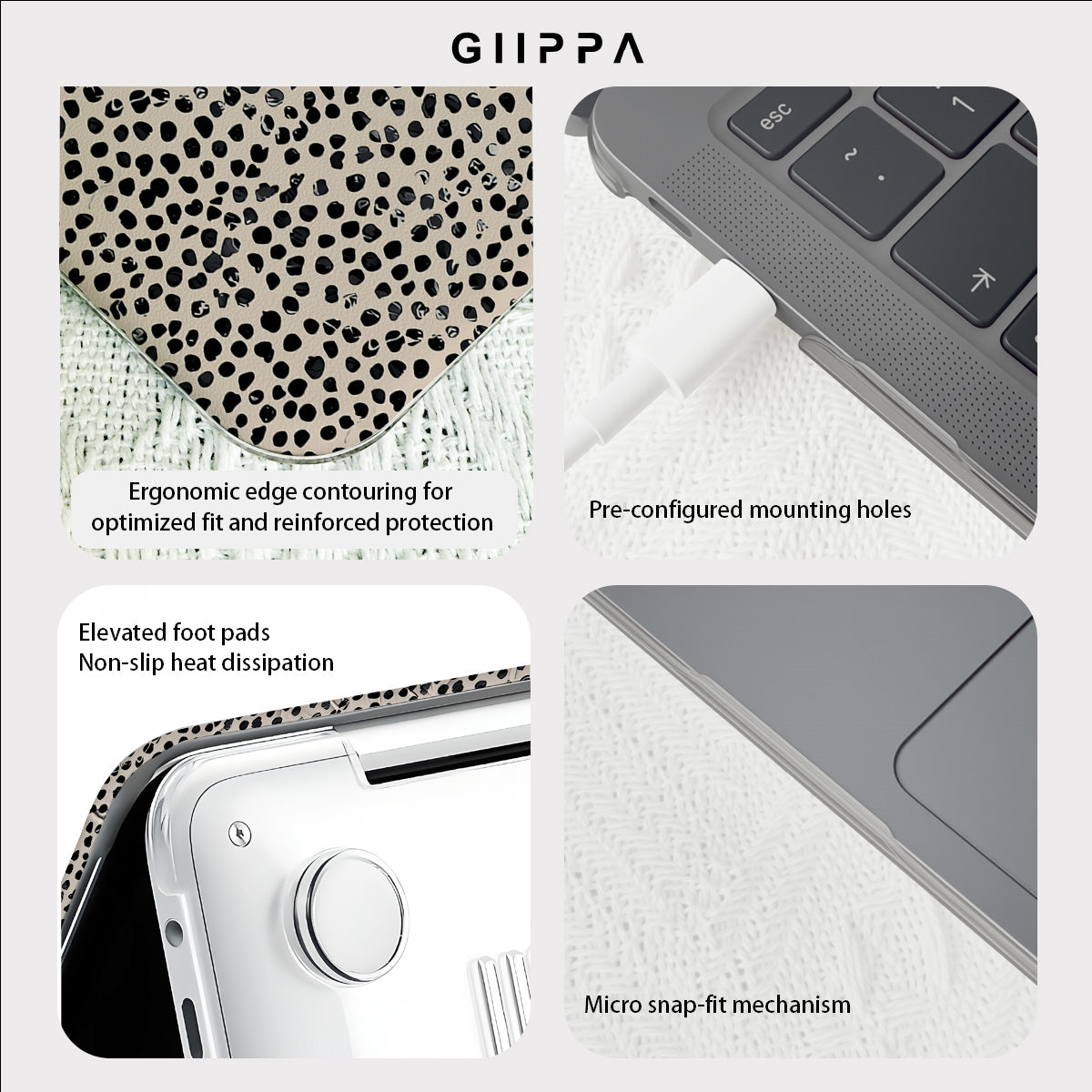 GIIPPA Beige & Black Dalmatian Spotted Laptop Case | Protective Cover Compatible with MacBook Air/Pro 13/14/15/16 Inch (2016-2026 Models)